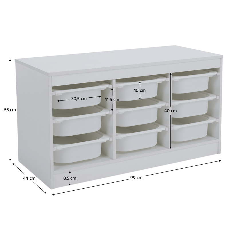 Rendszerező tárolódobozokkal, fehér, TRIMAL