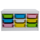 Rendszerező tárolódobozokkal, fehér/színes, TRIMAL