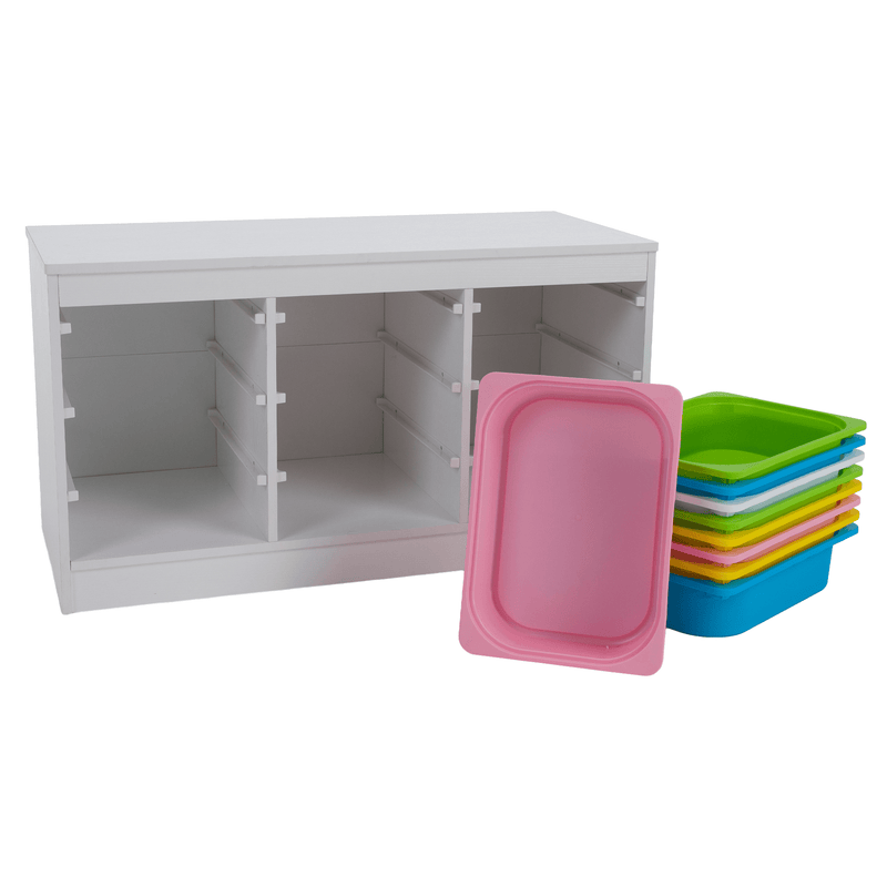 Rendszerező tárolódobozokkal, fehér/színes, TRIMAL