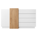 Komód 2D4S, fehér/tölgy craft arany, TRIO