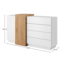 Komód 2D4S, fehér/tölgy craft arany, TRIO