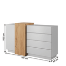 Komód 2D4S, fehér/tölgy craft arany, TRIO