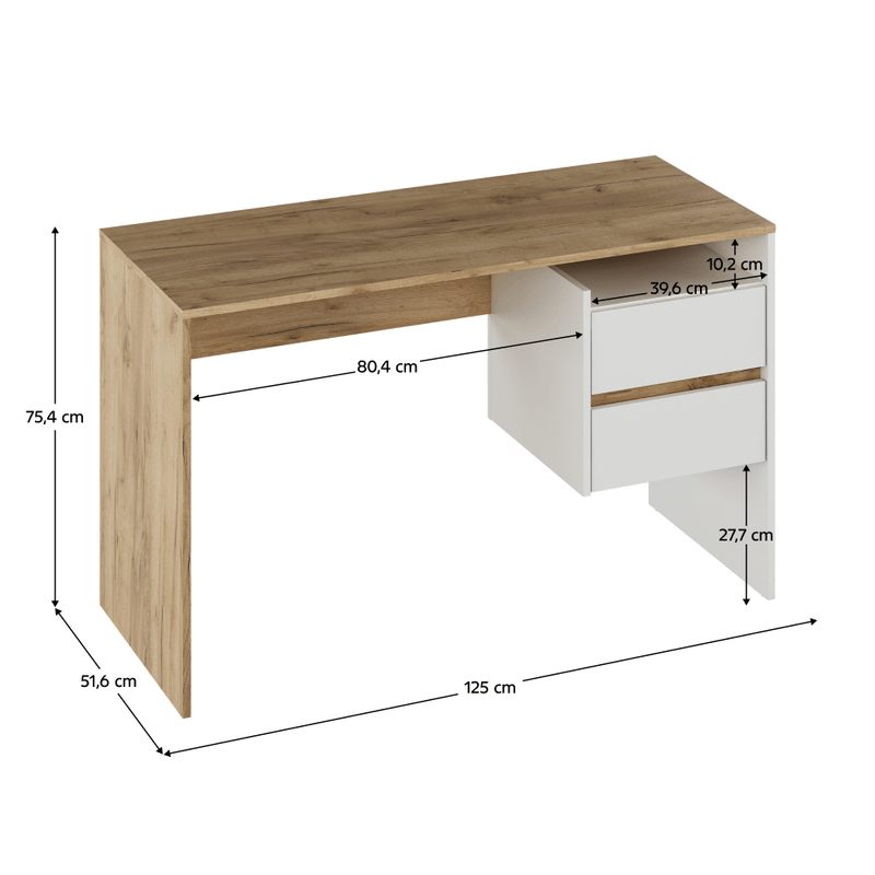 Számítógépasztal, artisan tölgy/fehér, TULIO NEW