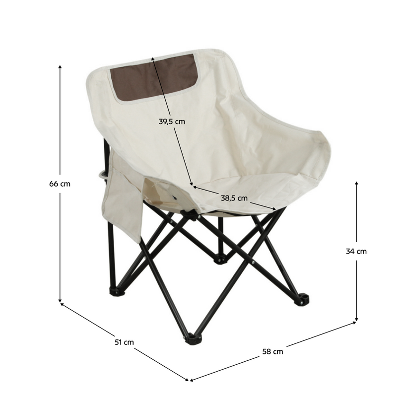 Kempingszék, bézs/fekete, URAO