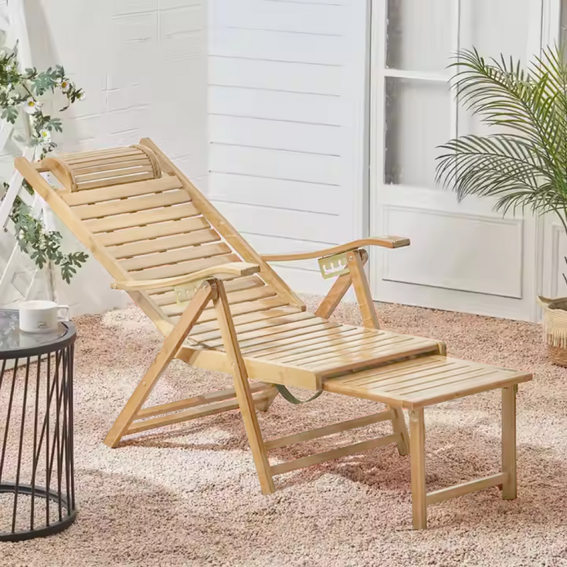 Kerti állítható szék, természetes, bambusz, URSEL