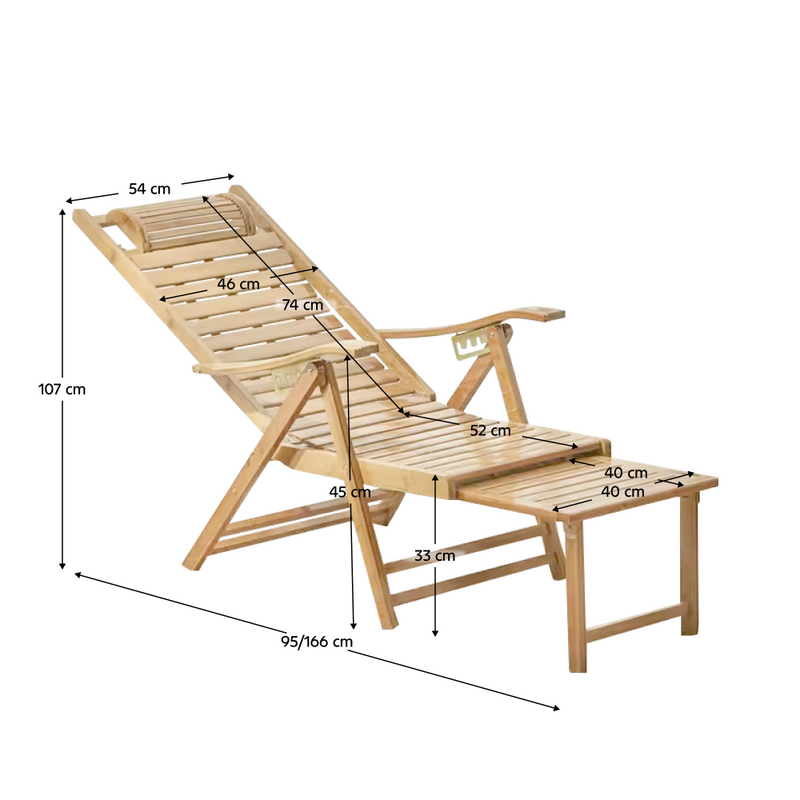 Kerti állítható szék, természetes, bambusz, URSEL