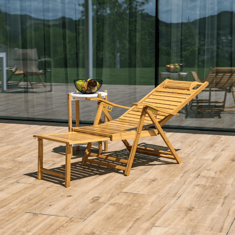 Kerti állítható szék, természetes, bambusz, URSEL