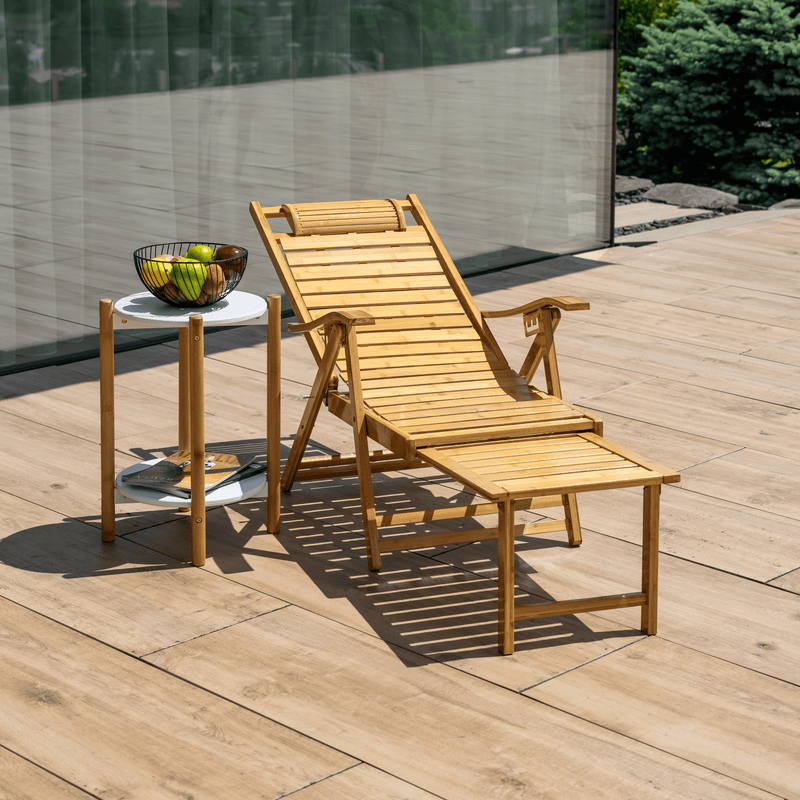 Kerti állítható szék, természetes, bambusz, URSEL