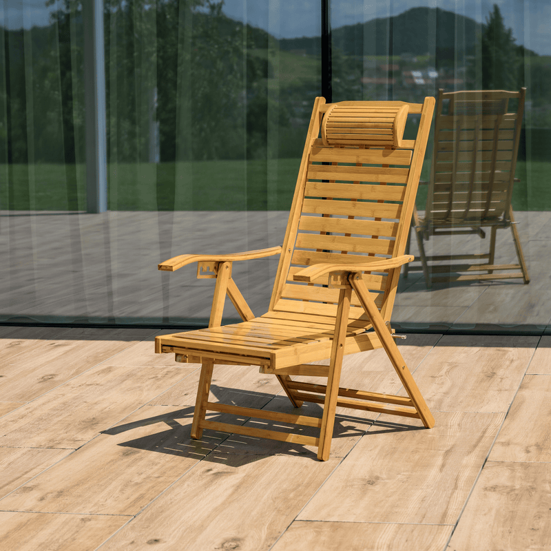 Kerti állítható szék, természetes, bambusz, URSEL