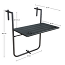 Összecsukható erkély asztal, fekete, UZOR