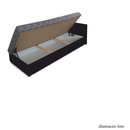 Dívány rakodótérrel, textilbőr barna/szövet minta, jobbos, JUDIT