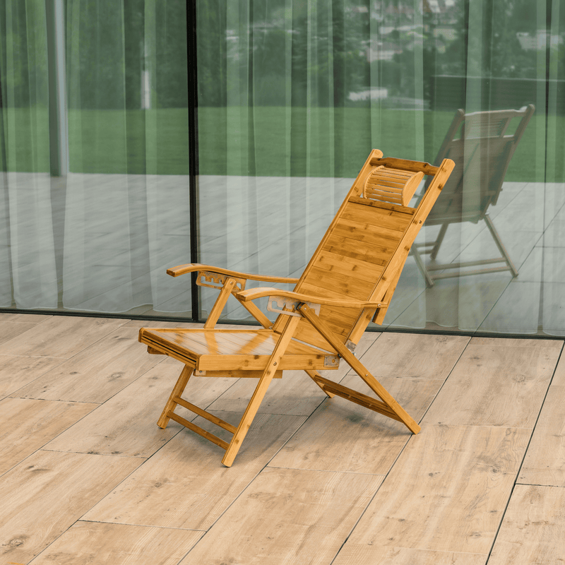 Kerti állítható szék, természetes, bambusz, VARDON