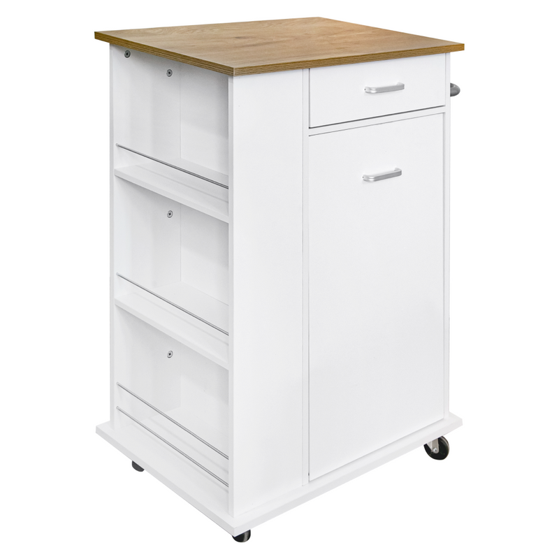 Billenős szekrény szemetes kosárral, fehér/tölgy, VASIN