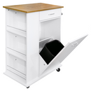 Billenős szekrény szemetes kosárral, fehér/tölgy, VASIN