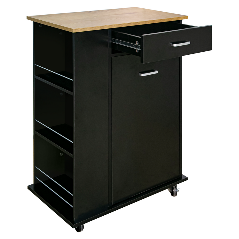 Billenős szekrény szemetes kosárral, fekete/tölgy, VASIN