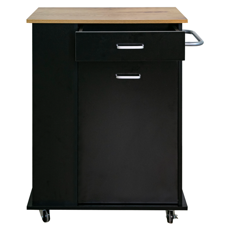 Billenős szekrény szemetes kosárral, fekete/tölgy, VASIN