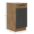 Alsószekrény, szürke matt/tölgy lancelot, VEGA 40 D 1F BB