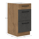 Alsószekrény, szürke matt/tölgy lancelot, VEGA 40 D 3S BB