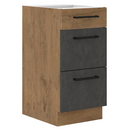 Alsószekrény, szürke matt/tölgy lancelot, VEGA 40 D 3S BB