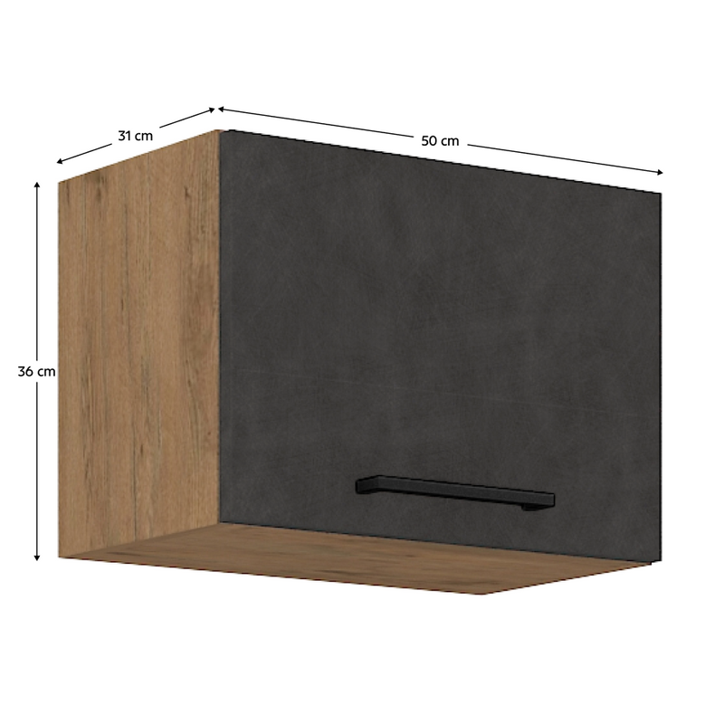 Felsőszekrény, tölgy lancelot/szürke matt, VEGA 50 GU-36 1F