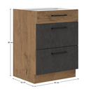 Alsószekrény, szürke matt/tölgy lancelot, VEGA 60 D 3S BB