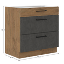 Alsószekrény, szürke matt/tölgy lancelot, VEGA 80 D 3S BB