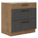 Alsószekrény, szürke matt/tölgy lancelot, VEGA 80 D 3S BB