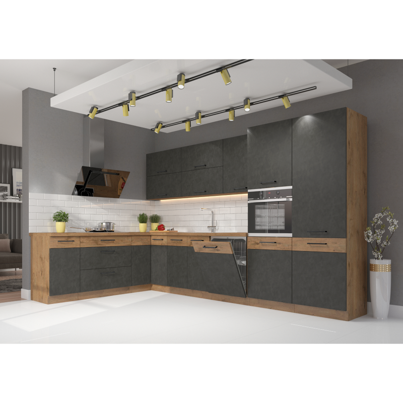 Felsőszekrény, tölgy lancelot/szürke matt, VEGA 60 GU-72 2F