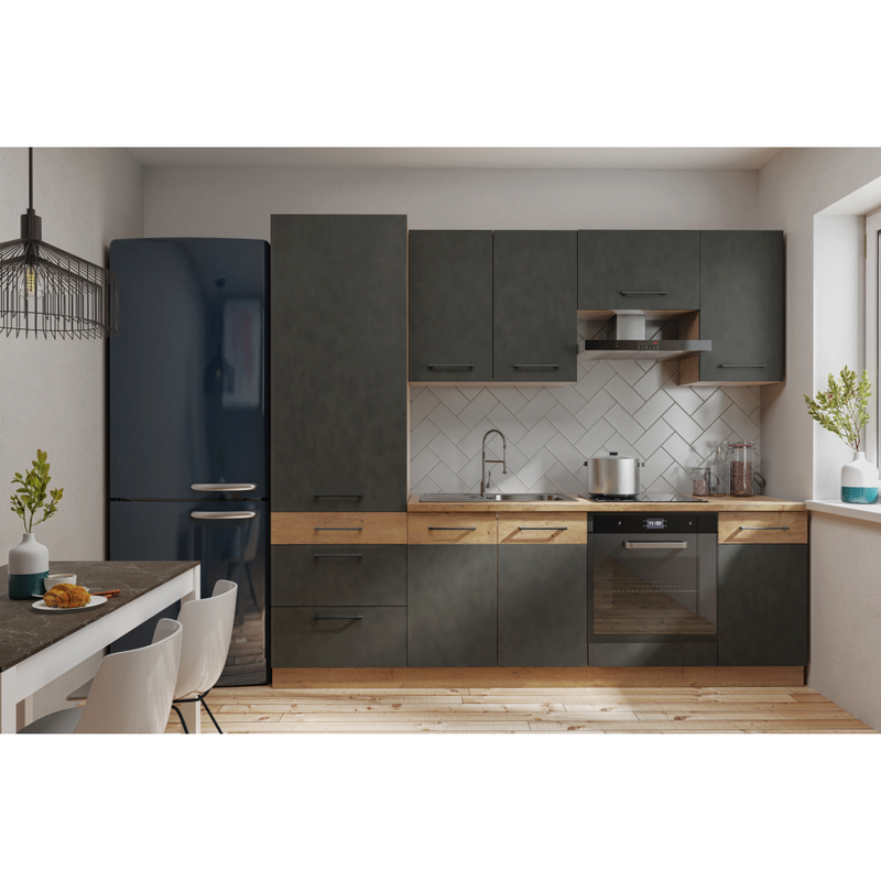 Dagas szekrény, tölgy lancelot/szürke matt, VEGA 60 DP-210 2F