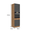 Dagas szekrény, tölgy lancelot/szürke matt, VEGA 60 DP-210 2F