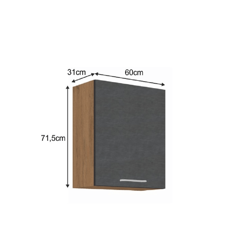 Felsőszekrény, tölgy lancelot/szürke matt, VEGA 60 G-72 1F