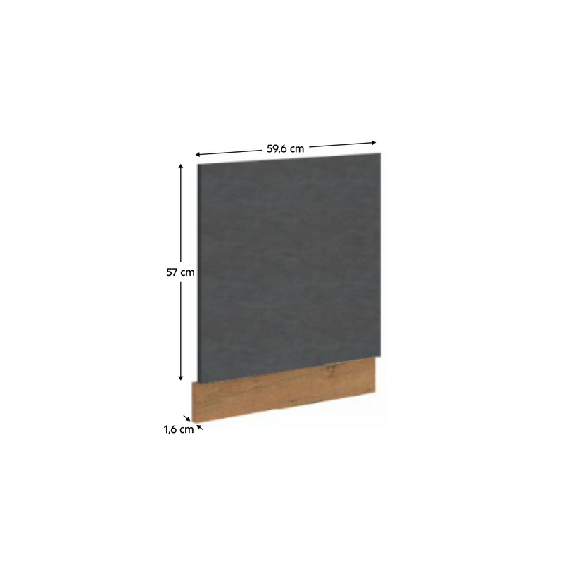 Előlap mosogatógéphez, szürke matt/tölgy lancelot, VEGA ZM 570x596