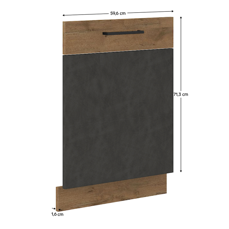 Előlap mosogatógéphez, szürke matt/tölgy lancelot, VEGA ZM 713x596