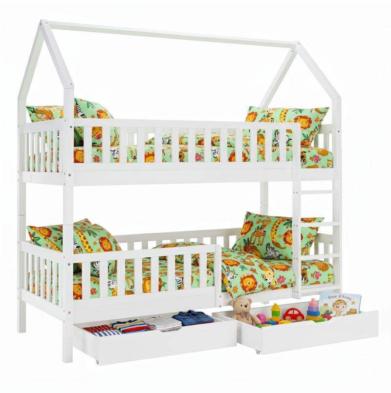 Montessori emeletes ágy, fehér, VENITA TYP 2