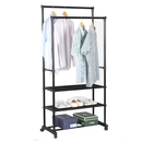 Kétsoros akasztó polcokkal, fekete, TIRUS