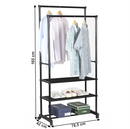 Kétsoros akasztó polcokkal, fekete, TIRUS