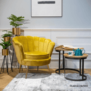 Fotel Art-deco stílusban, mustár színű Velvet anyag/gold chróm-arany, NOBLIN