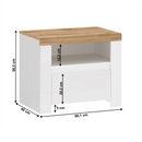 Éjjeliszekrény 1S, fényes fehér/wotan tölgy, VILGO