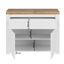 Komód 2D1S, fényes fehér/wotan tölgy, VILGO