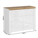 Komód 2D1S, fényes fehér/wotan tölgy, VILGO