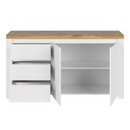 Komód 2D3S, fényes fehér/wotan tölgy, VILGO