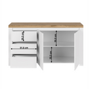 Komód 2D3S, fényes fehér/wotan tölgy, VILGO