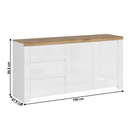 Komód 2D3S, fényes fehér/wotan tölgy, VILGO