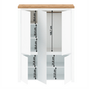 Szekrény 5D tükörrel, fényes fehér/wotan tölgy, VILGO