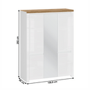 Szekrény 5D tükörrel, fényes fehér/wotan tölgy, VILGO