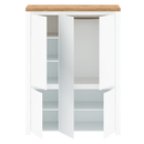 Szekrény 5D tükörrel, fényes fehér/wotan tölgy, VILGO