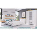 Ágy, 120x200, fehér/wotan tölgy, VILGO