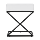 Kisasztal/éjjeliszekrény, fehér/fekete, VIRED