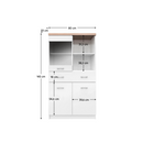 Vitrines szekrény 2D1W1S/80, fehér/tölgy sonoma, TOPTY TYP 02