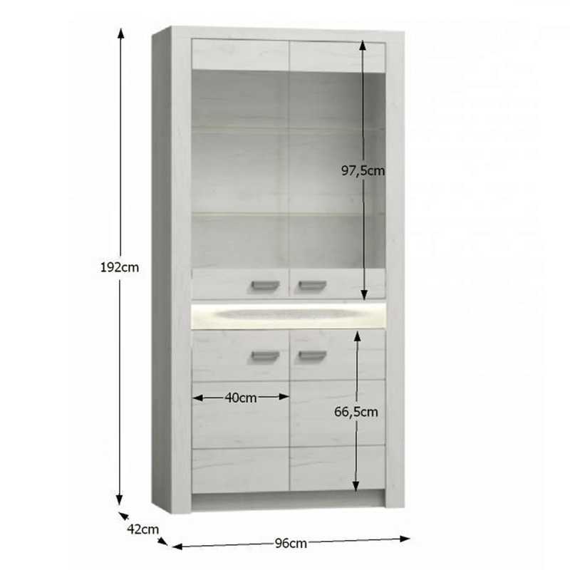 Vitrines szekrény, kőris fehér, INFINITY I-03